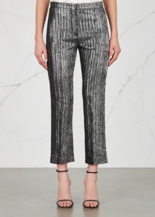 ISABEL MARANT Dansley silver cropped trousers / metallic cropped pants - flipped
