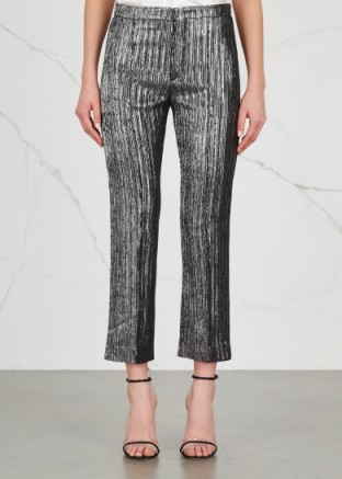 ISABEL MARANT Dansley silver cropped trousers / metallic cropped pants