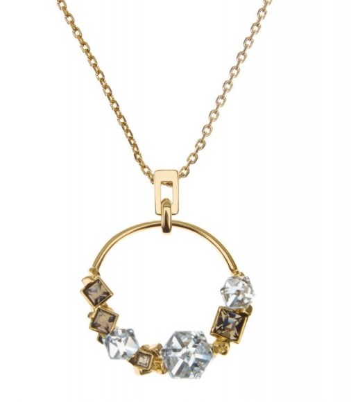 REISS DARCEY CLUSTER PENDANT NECKLACE WITH CRYSTALS FROM SWAROVSKI GOLD ~ chic crystal fashion jewellery - flipped