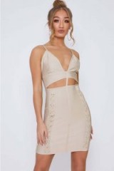 IN THE STYLE DARIANA STONE CUT OUT LACE UP BANDAGE DRESS – going out dresses – glamour