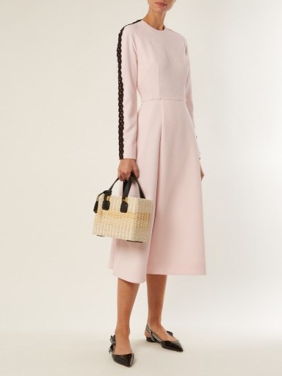 EMILIA WICKSTEAD Dionne macramé-trimmed crepe dress ~ pale pink A-line skirt dresses - flipped