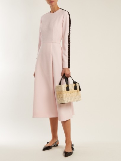 EMILIA WICKSTEAD Dionne macramé-trimmed crepe dress ~ pale pink A-line skirt dresses