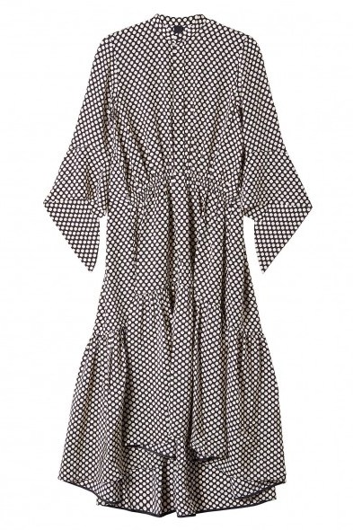 PETAR PETROV Drew Mini Dots Silk Dress / gathered dot print dresses - flipped