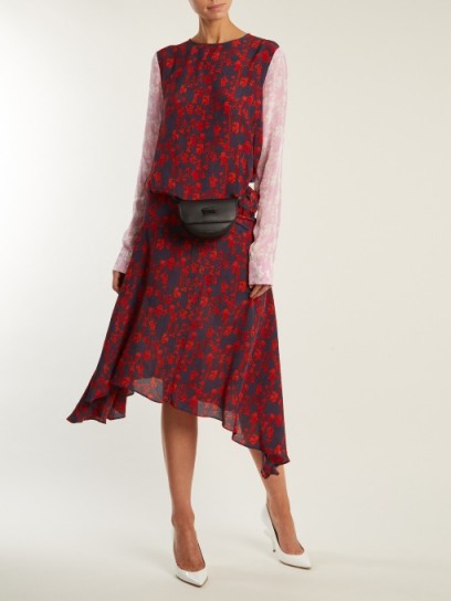 PREEN LINE Eimear panelled floral-print crepe dress ~ asymmetric hemline dresses