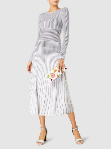 ‎ELIZABETH AND JAMES‎ Sheridan Merino Wool-Blend Midi Dress ~ chic stripe print dresses ~ effortless style clothing - flipped