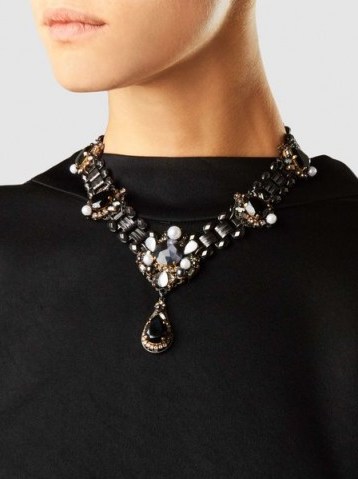 ERICKSON BEAMON‎ Dark Shadows Necklace ~ crystal and pearl statement necklaces - flipped