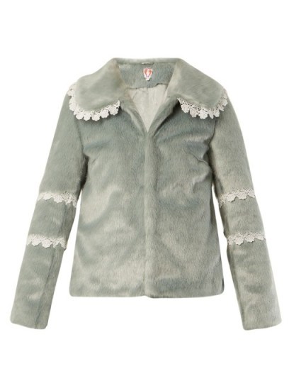 SHRIMPS Ezra lace-trimmed faux-fur coat ~ winter luxe jackets - flipped