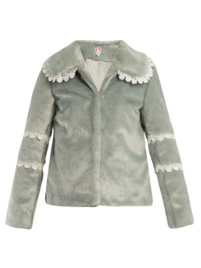 SHRIMPS Ezra lace-trimmed faux-fur coat ~ winter luxe jackets