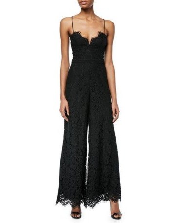 Fame and Partners Jade Corded Lace Crisscross Jumpsuit | black strappy back jumpsuits | feminine party fashion - flipped