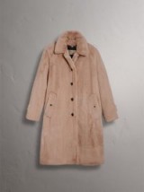 Burberry Faux Fur Single-breasted Car Coat Nude – winter luxe