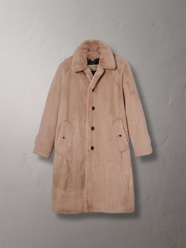 Burberry Faux Fur Single-breasted Car Coat Nude – winter luxe - flipped