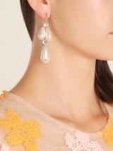 SIMONE ROCHA Faux-pearl and crystal drop earrings ~ evening statement jewellery ~ teardrop pearls and clear crystals