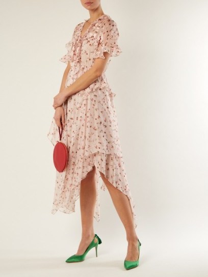 PREEN BY THORNTON BREGAZZI Flora Peony-print silk-chiffon dress ~ feminine pink dresses - flipped