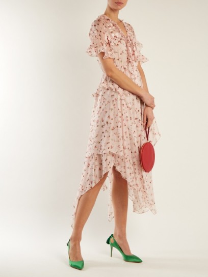 PREEN BY THORNTON BREGAZZI Flora Peony-print silk-chiffon dress ~ feminine pink dresses