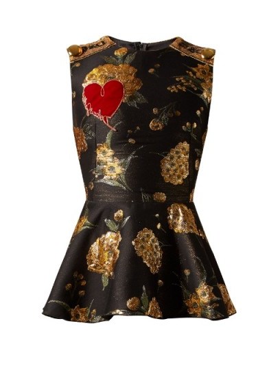 DOLCE & GABBANA Floral-jacquard peplum-hem top ~ beautiful Italian fashion - flipped