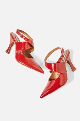 Topshop GALACTIC Cross Strap Court Shoes / red strappy courts - flipped
