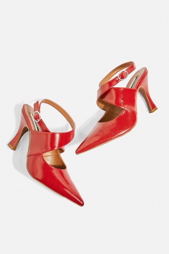 Topshop GALACTIC Cross Strap Court Shoes / red strappy courts