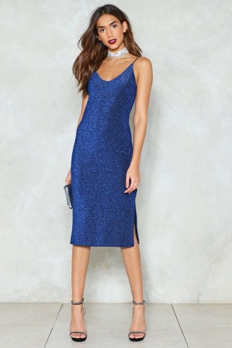 Nasty Gal Glitter Cami Dress ~ glittering cobalt-blue slip dresses
