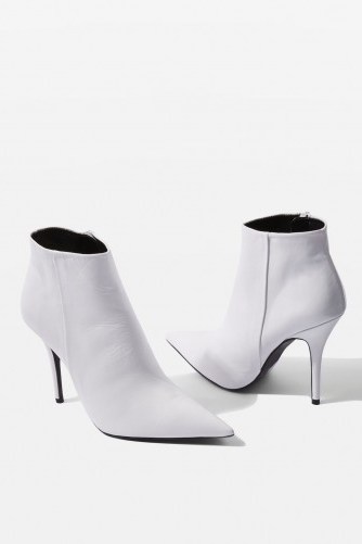 TOPSHOP Heat Ankle Boots – white leather booties - flipped
