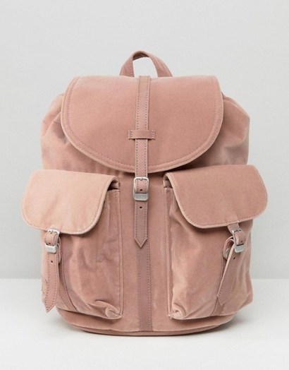 Herschel Dawson Pink Velvet Backpack | luxe backpacks - flipped