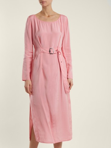 SIES MARJAN Hester waist-belt midi dress ~ lightweight pink crepe dresses