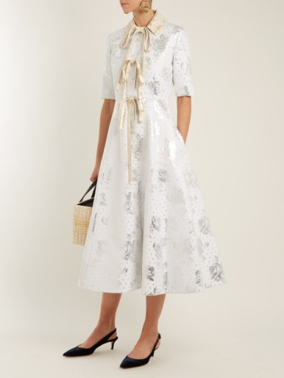 EMILIA WICKSTEAD Hugo floral-brocade cotton-blend dress ~ metallic vintage style dresses