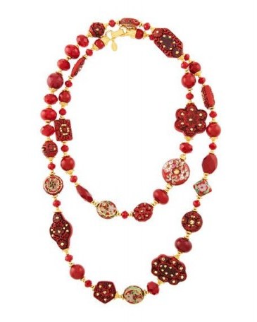 Jose & Maria Barrera Mixed Cliosonné Disc Drop Earrings / long red beaded necklaces / statement jewellery - flipped