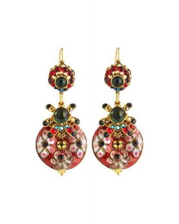 Jose & Maria Barrera Mixed Cliosonné Disc Drop Earrings / colourful ornate jewellery - flipped