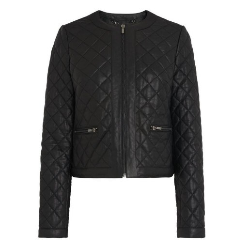 L.K. BENNETT KARYN BLACK LEATHER JACKET ~ stylish padded jackets - flipped