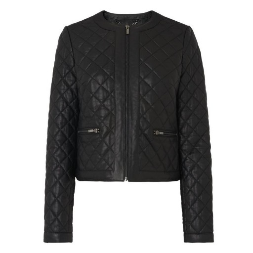 L.K. BENNETT KARYN BLACK LEATHER JACKET ~ stylish padded jackets