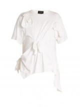SIMONE ROCHA Knot-detail cotton-jersey T-shirt ~ fancy tee ~ knotted white t-shirts