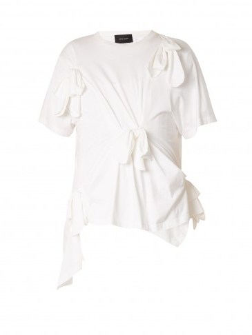 SIMONE ROCHA Knot-detail cotton-jersey T-shirt ~ fancy tee ~ knotted white t-shirts - flipped