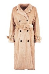 boohoo Leah Double Breasted Faux Fur Trench ~ camel coats