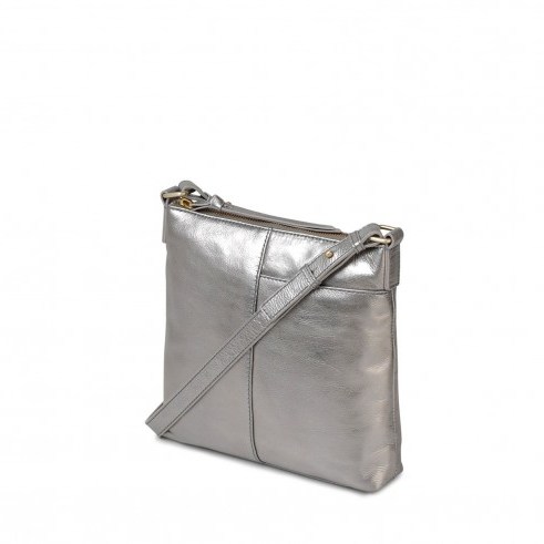 RADLEY COLEMAN STREET MEDIUM ZIP-TOP CROSS BODY BAG | metallic silver crossbody bags - flipped