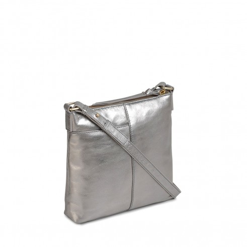 RADLEY COLEMAN STREET MEDIUM ZIP-TOP CROSS BODY BAG | metallic silver crossbody bags