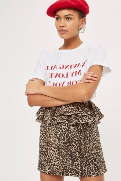 Topshop Leopard Print Ruffle Mini Skirt | animal peplum skirt - flipped