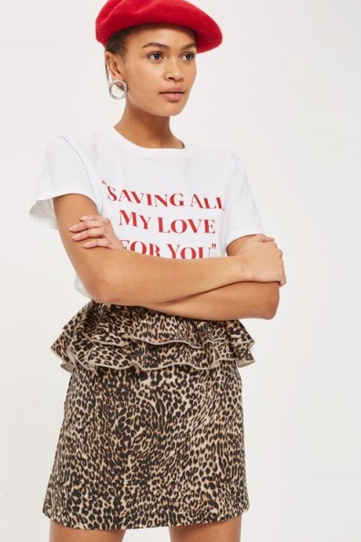 Topshop Leopard Print Ruffle Mini Skirt | animal peplum skirt