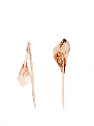RYAN STORER Lily rose-gold plated earrings ~ floral statement jewellery - flipped