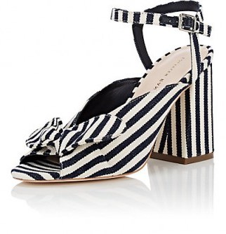LOEFFLER RANDALL Leigh Striped Canvas Sandals ~ bow front striped sandal - flipped