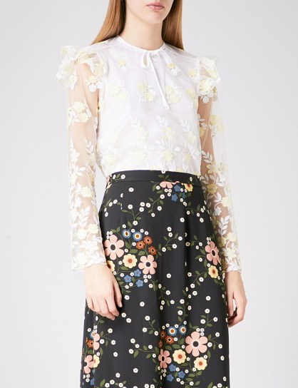 L’ORLA Elektra embroidered tulle top | semi sheer tops | romantic blouses - flipped