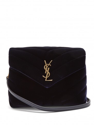 SAINT LAURENT Loulou Toy quilted-velvet cross-body bag – dark blue luxe bags