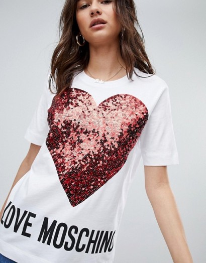 Love Moschino Sequin Heart T-shirt | designer tee