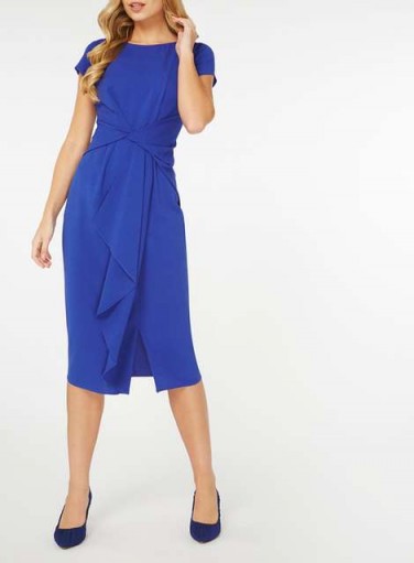 Dorothy Perkins Luxe Blue Frill Manipulated Dress – party dresses