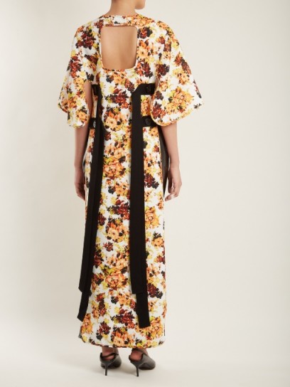 ELLERY Magnificent 8 floral-print cut-out cady dress ~ open back dresses