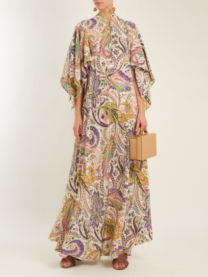 ETRO Marte silk crepe de Chine gown ~ paisley print, mandarin collar gowns
