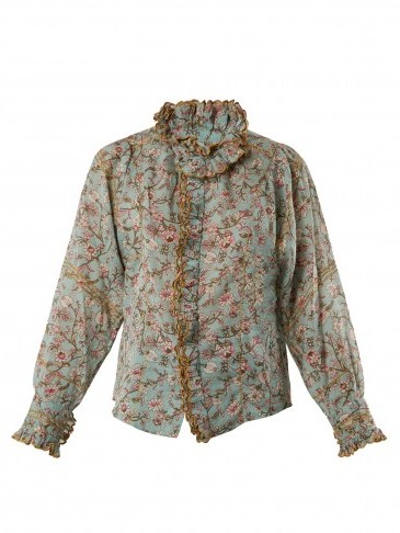 ISABEL MARANT ÉTOILE Mauryn floral-print ruffle-trimmed cotton shirt ~ feminine ruffled shirts - flipped