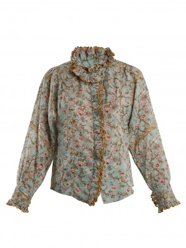 ISABEL MARANT ÉTOILE Mauryn floral-print ruffle-trimmed cotton shirt ~ feminine ruffled shirts