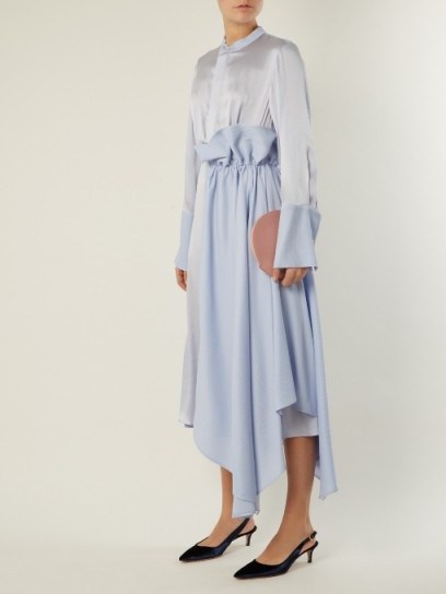 ROKSANDA Micha contrast-panel silk-blend shirtdress ~ light-blue panelled shirt dresses - flipped