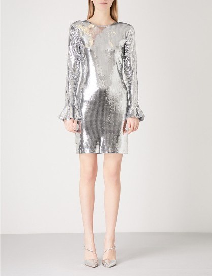 MICHAEL MICHAEL KORS Bell-cuff sequin dress | metallic party dresses | evening luxe - flipped