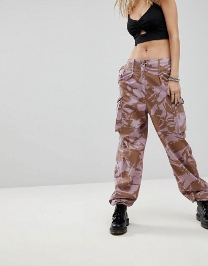 Milk It Vintage Over-Dyed Military Trousers | lilac printed cargo pants - flipped